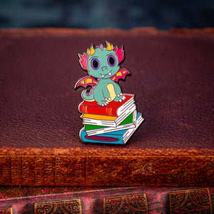 Book Dragon enamel pin