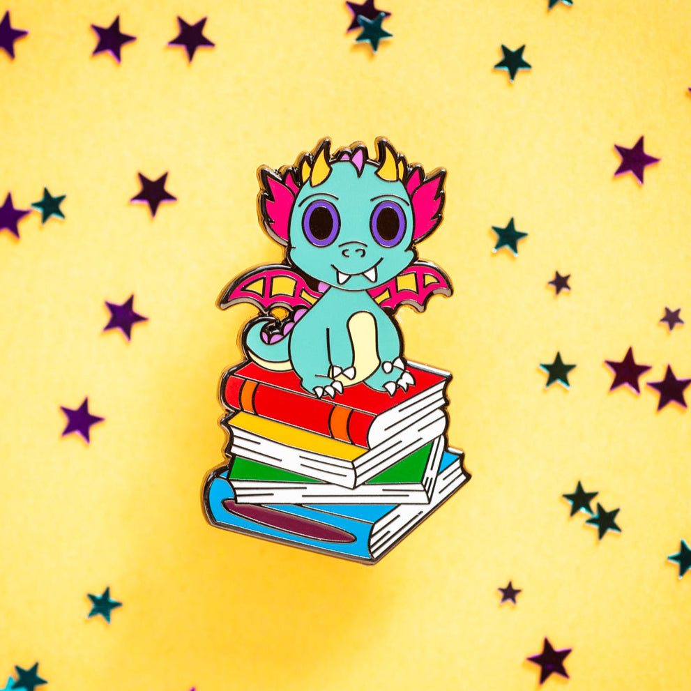 Book Dragon enamel pin