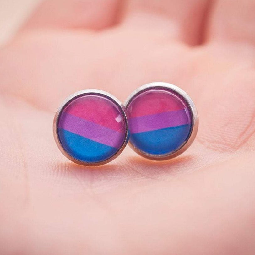 Bisexual Valentines Day Earrings - Bi Conversation Heart Earrings - Pride Flag Colors - Fun & Subtle Bi Pride